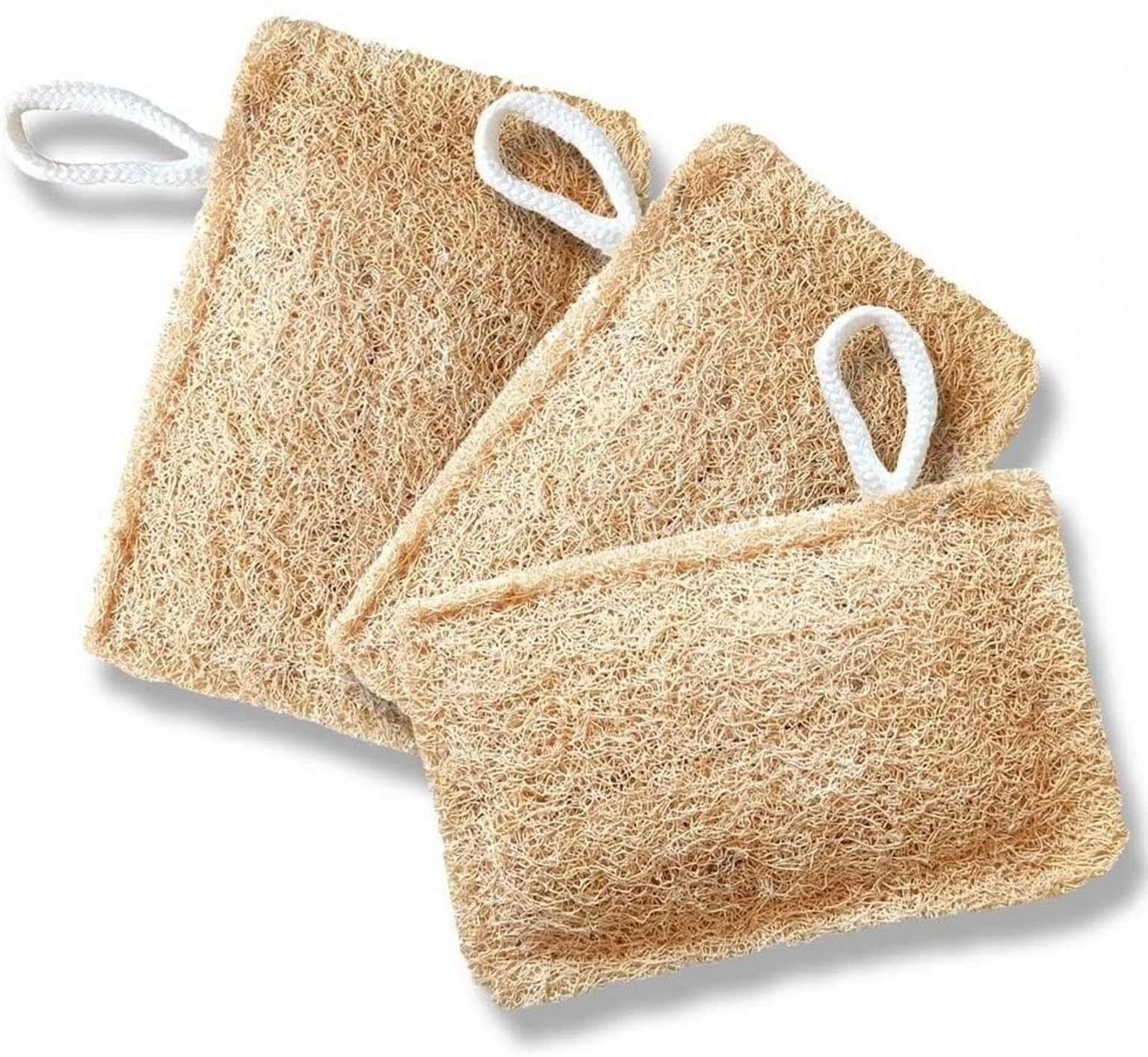 Natural Loofah Bath Scrubber, Pack of 3 | Hanging Loop, Sun Dried Vegetable Fiber Sponge, Gentle Exfoliating Body Cleaner, Removes Dead Skin & Tan, Eco-Friendly-image-47