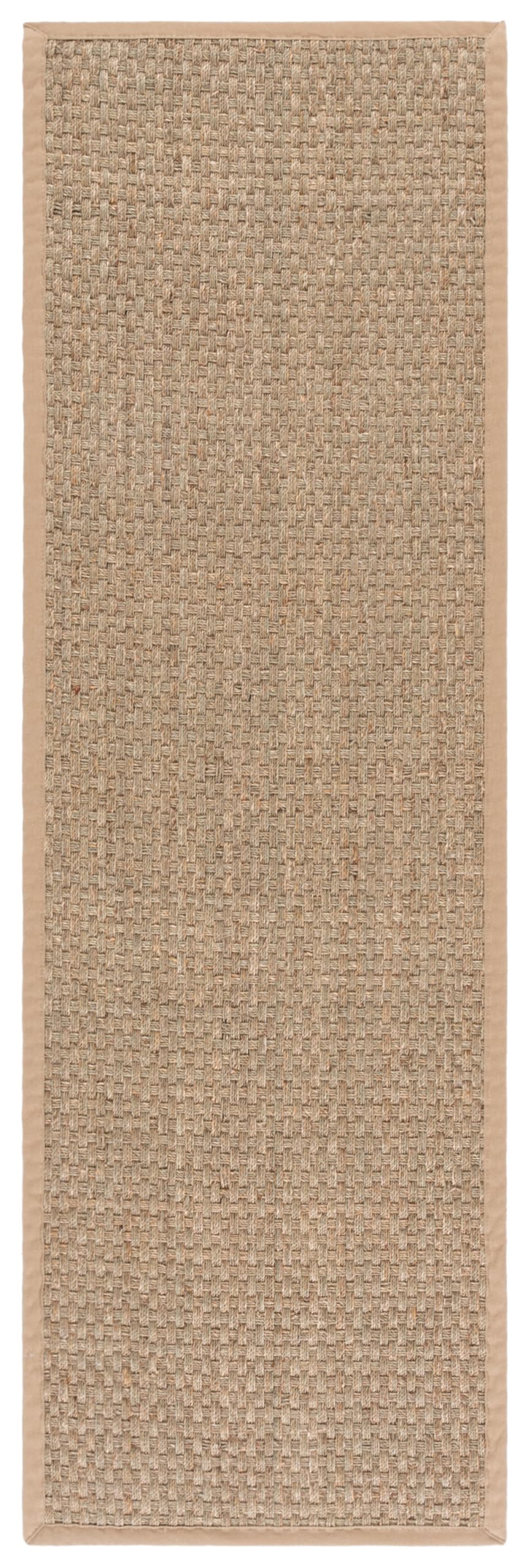 SAFAVIEH Natural Fiber Collection Runner Rug - 2'6" x 6', Natural & Beige, Seagrass, Basketweave Pattern with Border (NF114A)