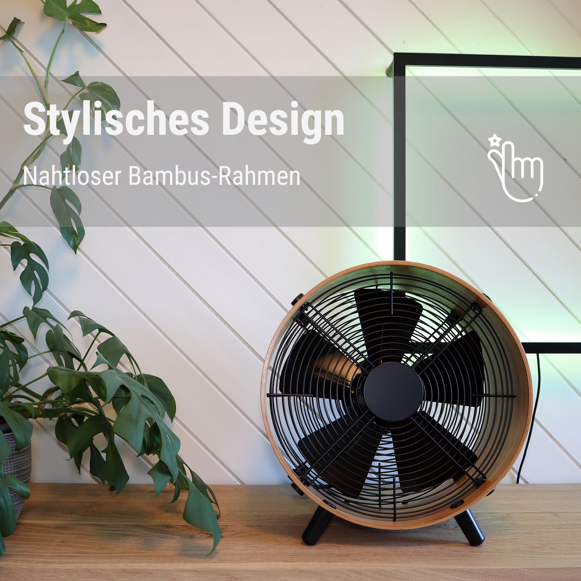 Stadler Form Ventilator Otto, aus Bambus, mit 8 Geschwindigkeiten, ideal im Sommer und fürs Schlafzimmer, Wohnzimmer und Büro geeignet, einfache Reinigung, bis 22 Watt