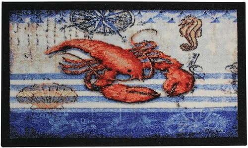 Miniatura 4 de Kashi Home Alfombra de cocina, alfombra de área, tapete hermoso estampado de látex antideslizante con parte trasera de langosta de 3 piezas (2 18 x