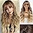 HAIRCUBE Ombre Brown and Blonde Wig Long Curly Wig with Bangs Natural Appearance Heat-Resistant Synthetic Wig Suitable for Fashionable Women