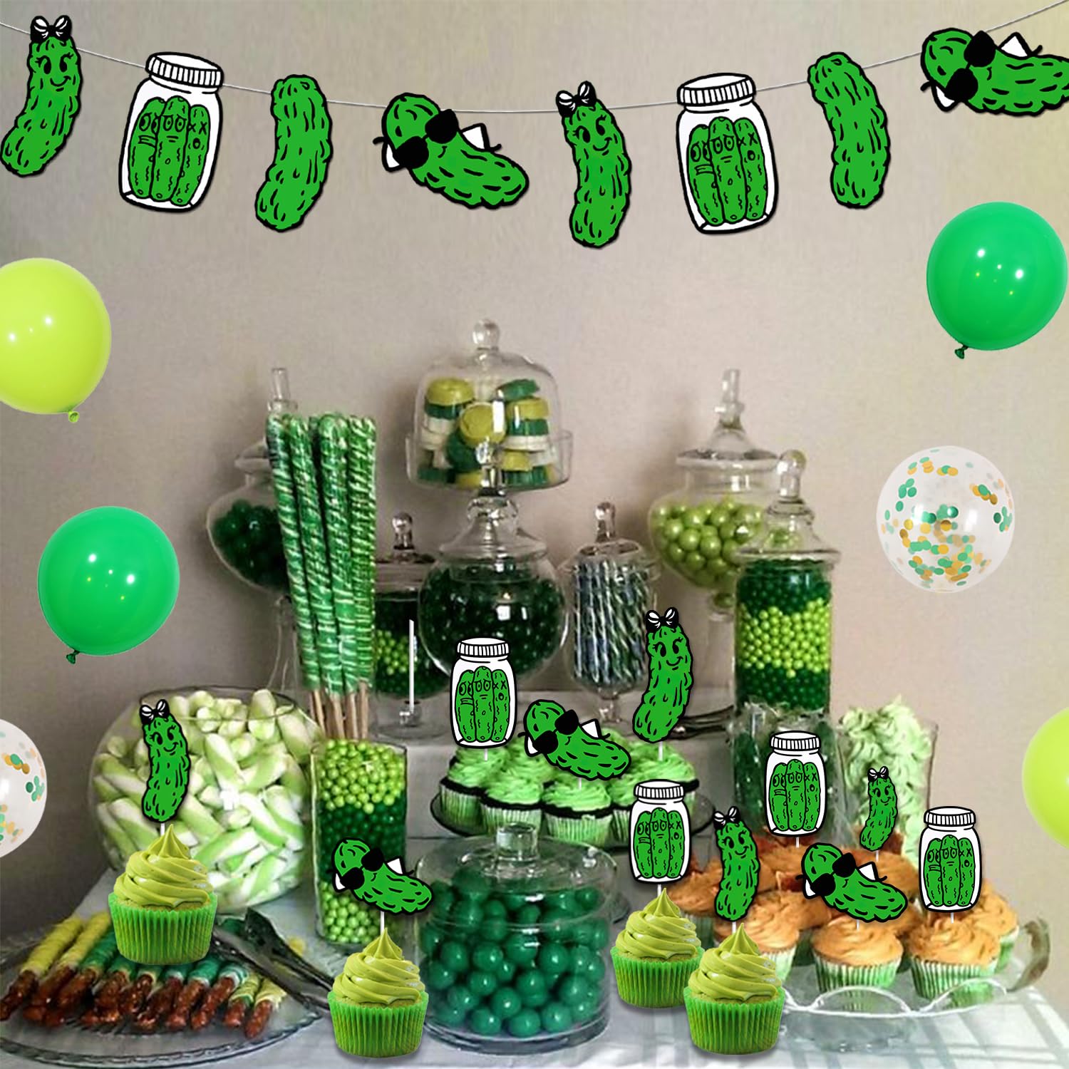 Lustiger Gurken-Tortenaufsatz 'Pickle Kind Of A Big Dill' – Bunte Cartoon-Deko Für Geburtstagspartys
