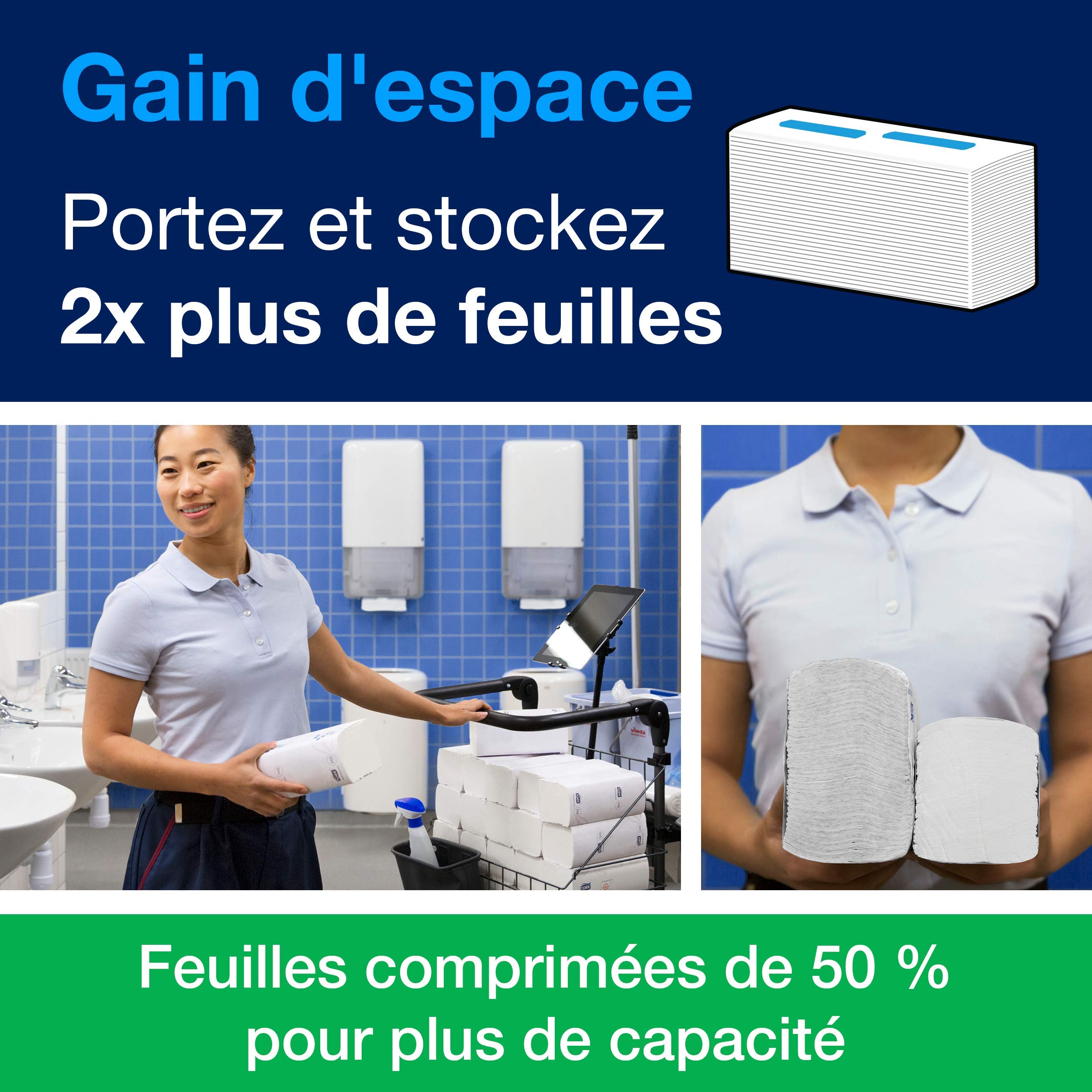 Tork PeakServe® Essuie-mains continus™ blancs H5, qualité advanced, comprimés, 12 x 270 feuilles, 100589