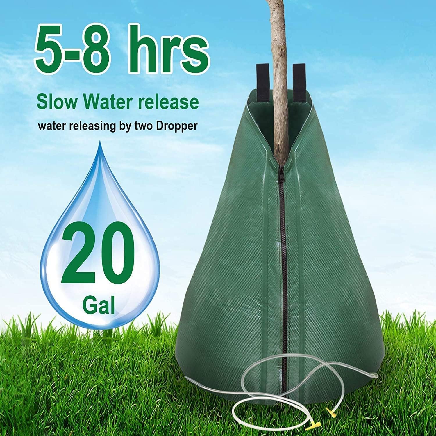 4 Baumbeutel Bewässerungsbeutel für Bäume zur langzeit Bewässerungssystem | Robuster 75 Liter Wassersack/Bewässerungssack, aus UV beständigem PVC, Planzunterstützung für heiße Somme