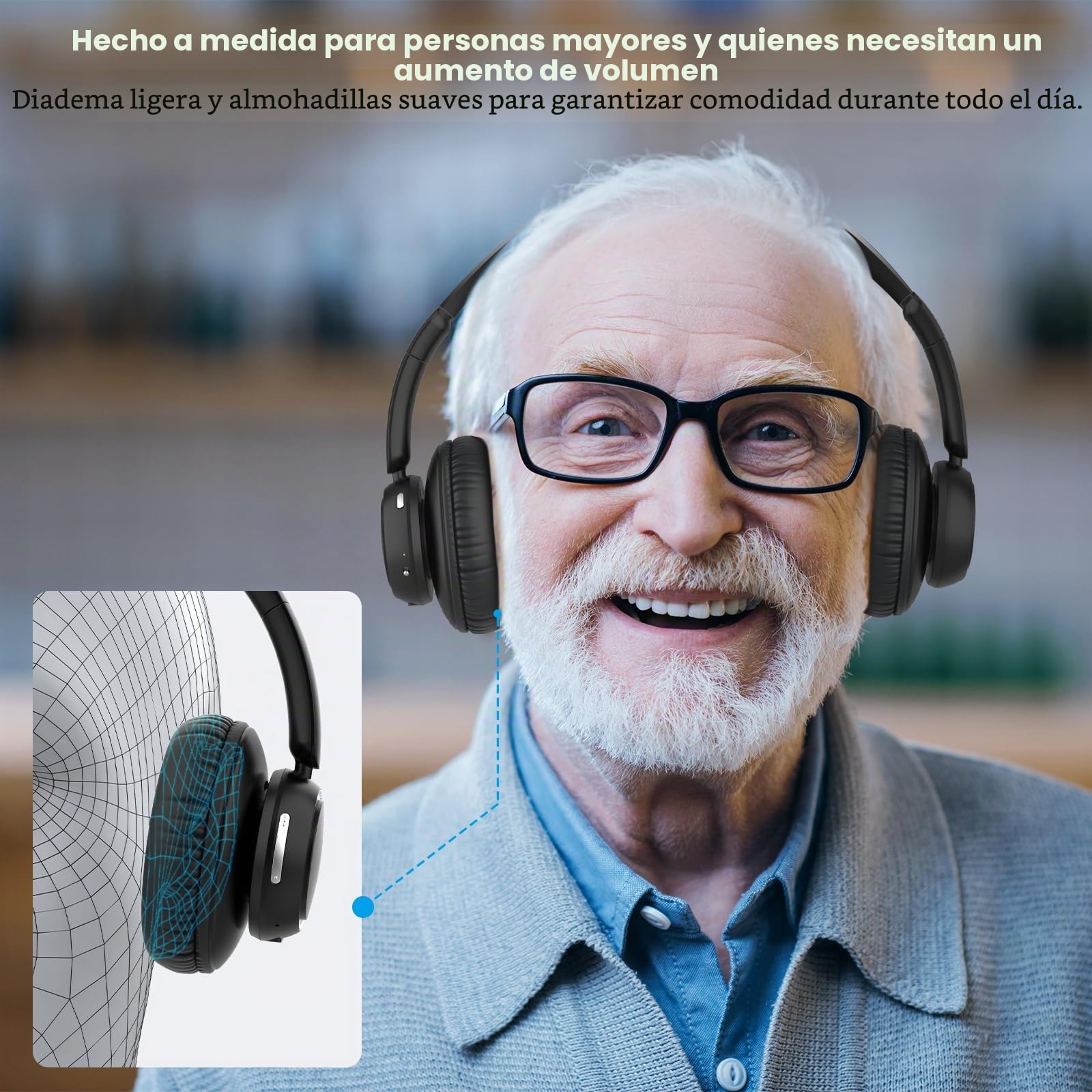 ANSTEN Auriculares Inalambricos TV, Auriculares Par TV con Salidas De Audio Ópticas AUX O Bluetooth, Cascos Inalambricos TV para Mayores, 35h De Reproducción | Auriculares inalámbricos para personas mayores, fáciles de configurar, auriculares inalámbricos