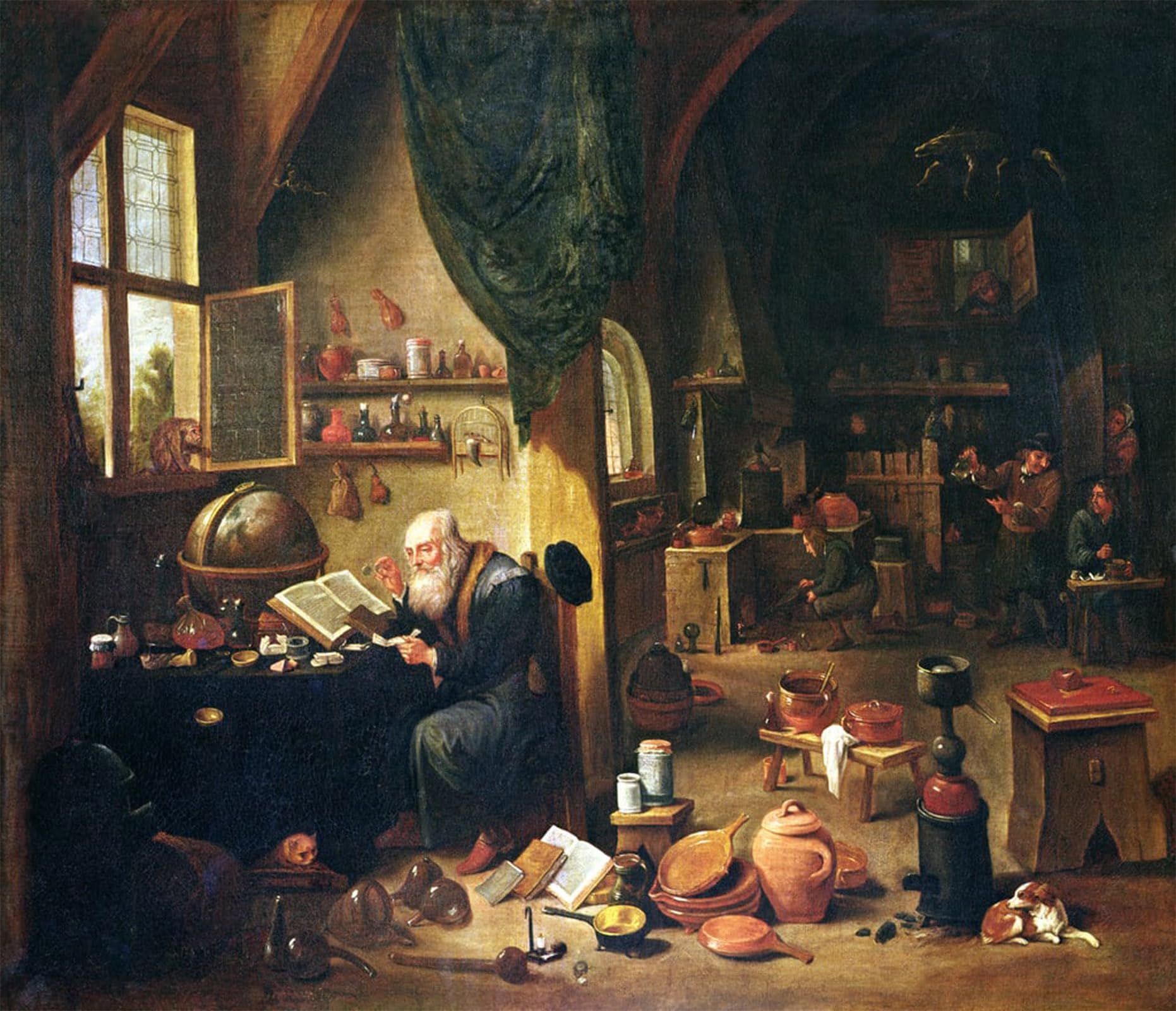 ARTXLXXBN Famous Art Print Poster Vintage Wall Art an Alchemist in His Workshop by David Teniers the Younger Canvas Art Poster for Home Decor 60x90cm