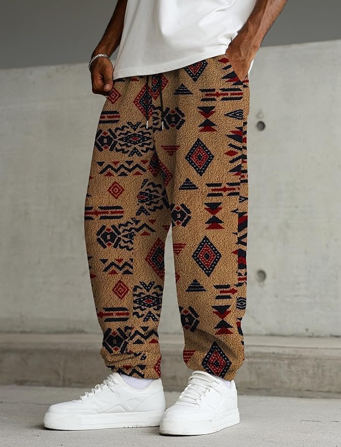 ZAFUL Mens Plush Fleece Pajama Pants Winter Cozy Flannel Feet Trouser with Pockets Microfleece Soft Sleep Lounge Bottoms