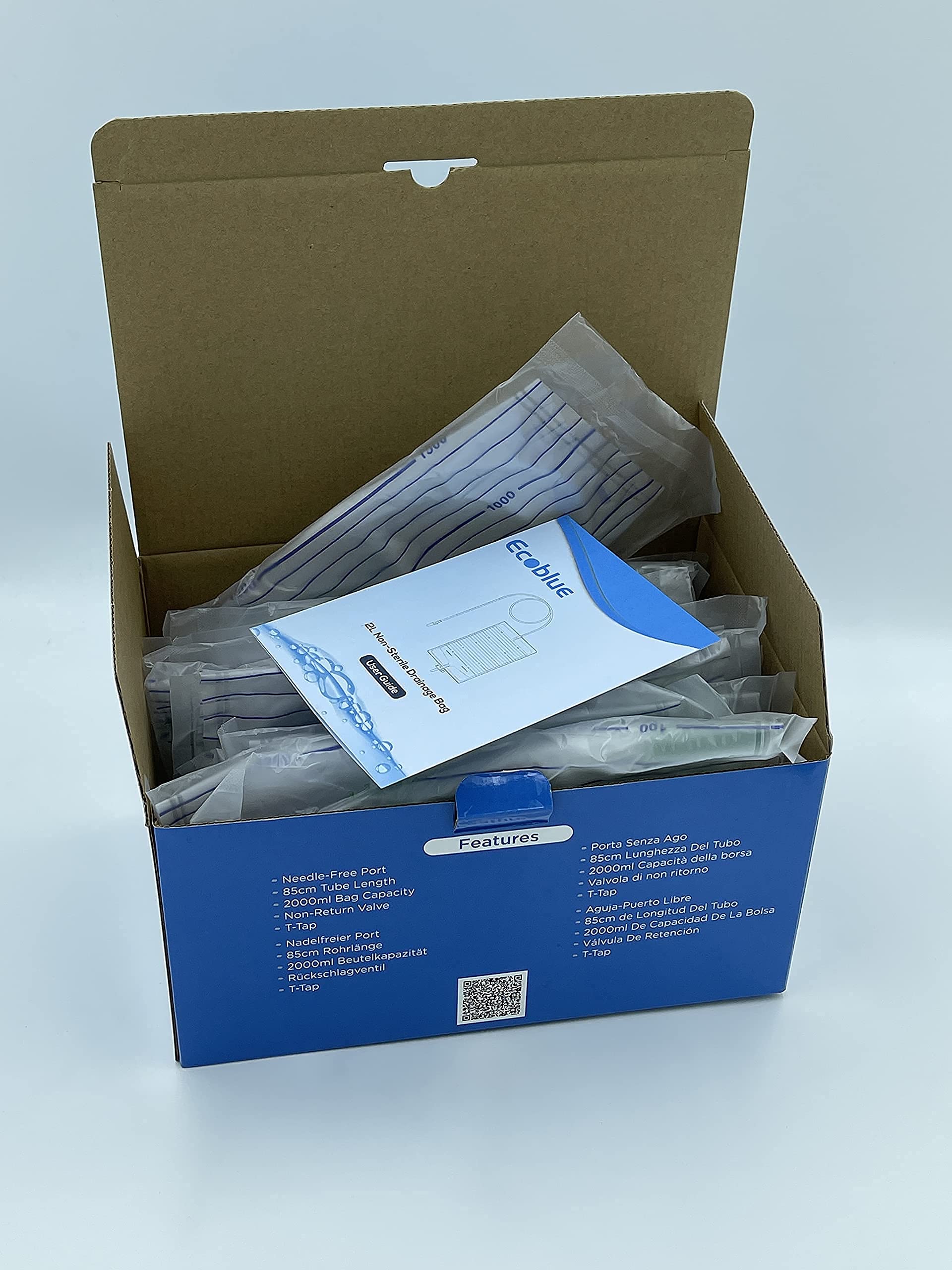 ECOBLUE 2000ml Urine Drainage Bags Non Sterile Bags with TTap Valve