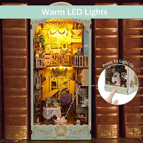 Miniatura 2 de Tzgsonp Kit de bricolaje para rincón de libros, kit de construcción de modelo de casa de libros mágicos, casa de muñecas para estantería, decoración