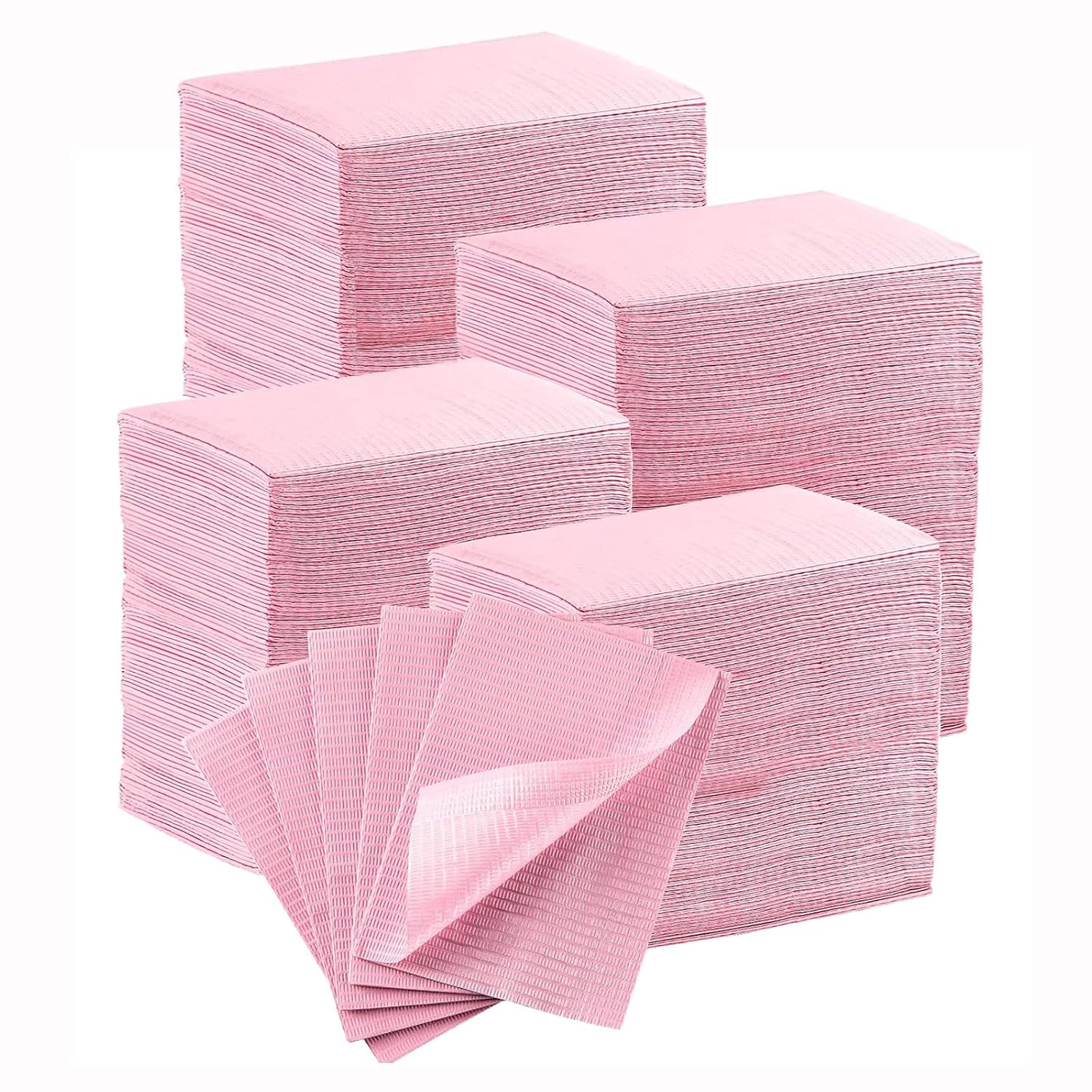 JMU 750 Pink Dental Bibs, 13x18, 3-layer, 750 count