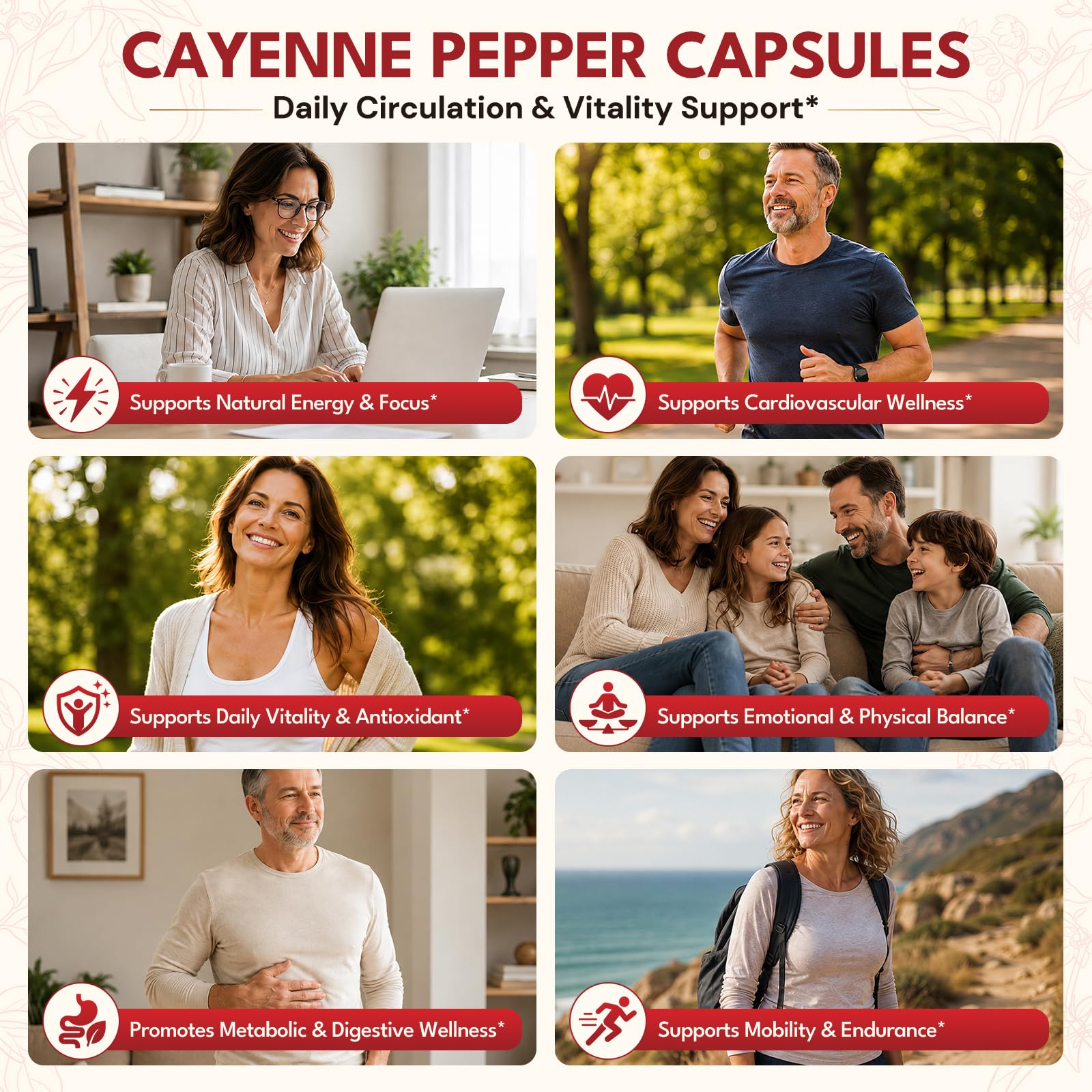 Cayenne Pepper Capsules, 15-in-1 Cayenne Pepper Capsules with Vitamin D3 + K2, L-Citrulline, Beet Root, CoQ10, Capsaicin supplements for Healthy Circulation, Energy, Heart Vessel Support, 240ct — Amazon image 3
