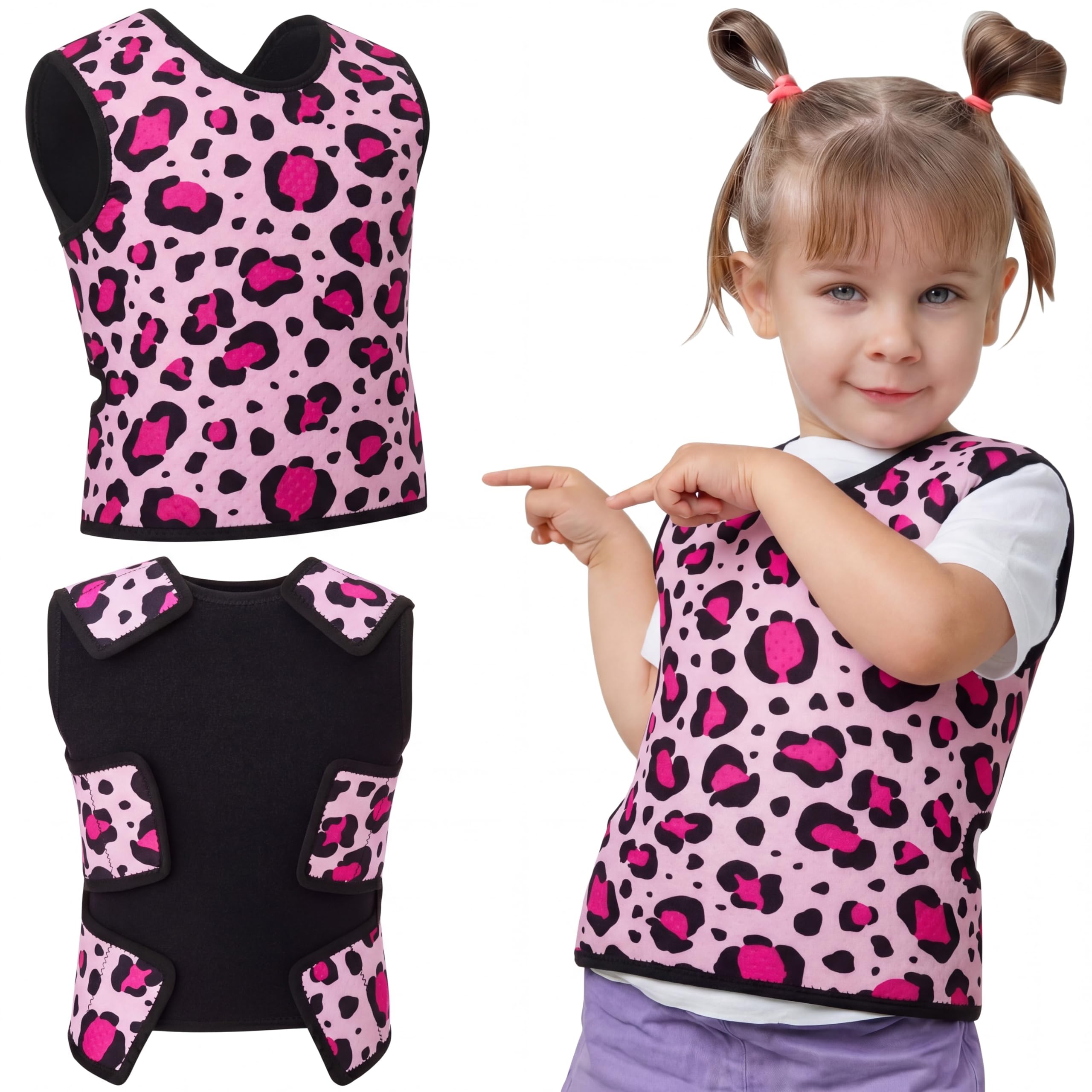 Janmercy Kid Compression Vest, Age 2 to 9, Leopard Print, Small