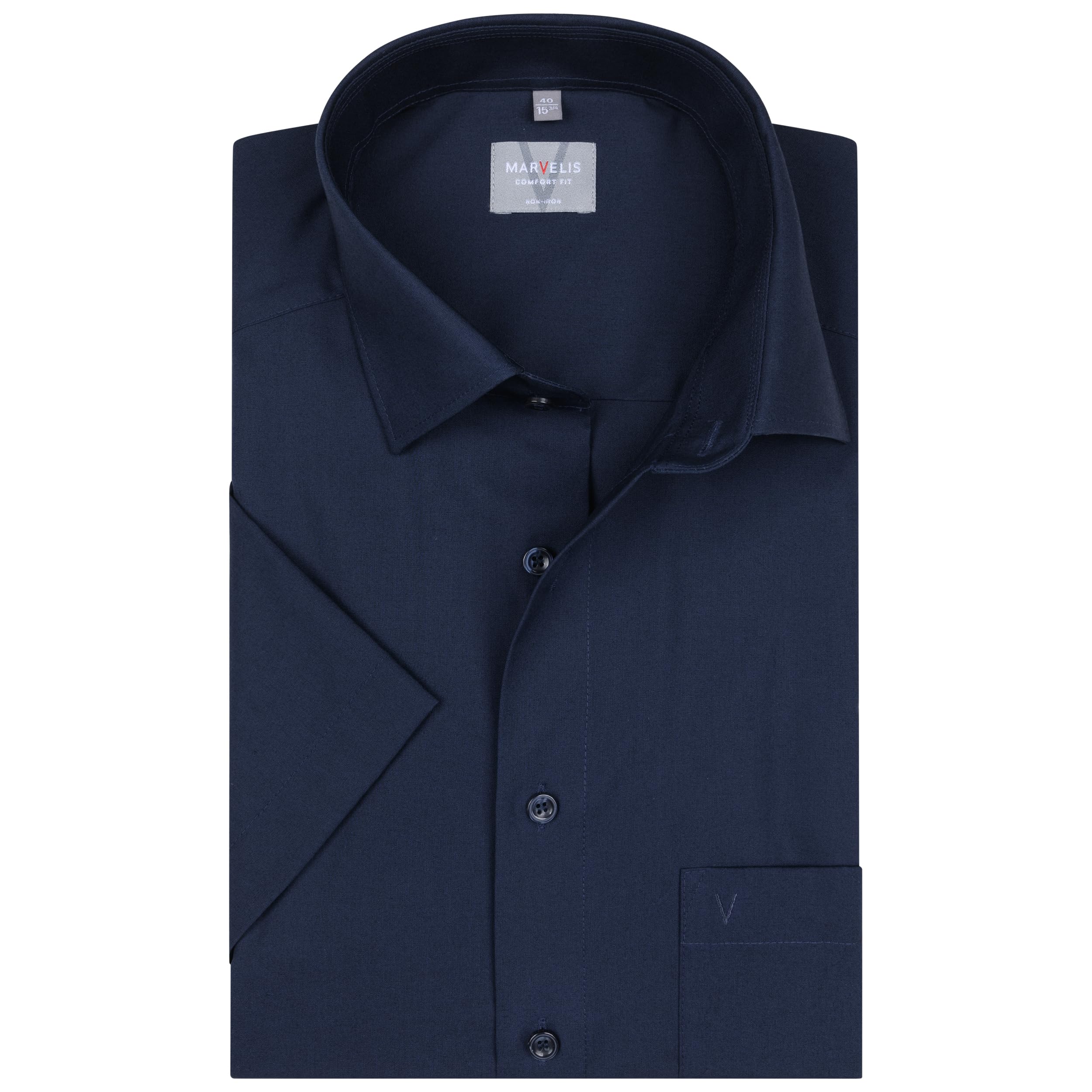 Marvelis Herren Businesshemd Kurzarm Non-Iron Comfort Fit,Chambray,New Kent