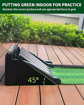 Putting Green Indoor - Practice Uphill Putts, Golf Putting Mat with Auto Ball Return, Golf Training Aid for Home, Office, Backyard, Party Game, Great Gifts for Men Dad