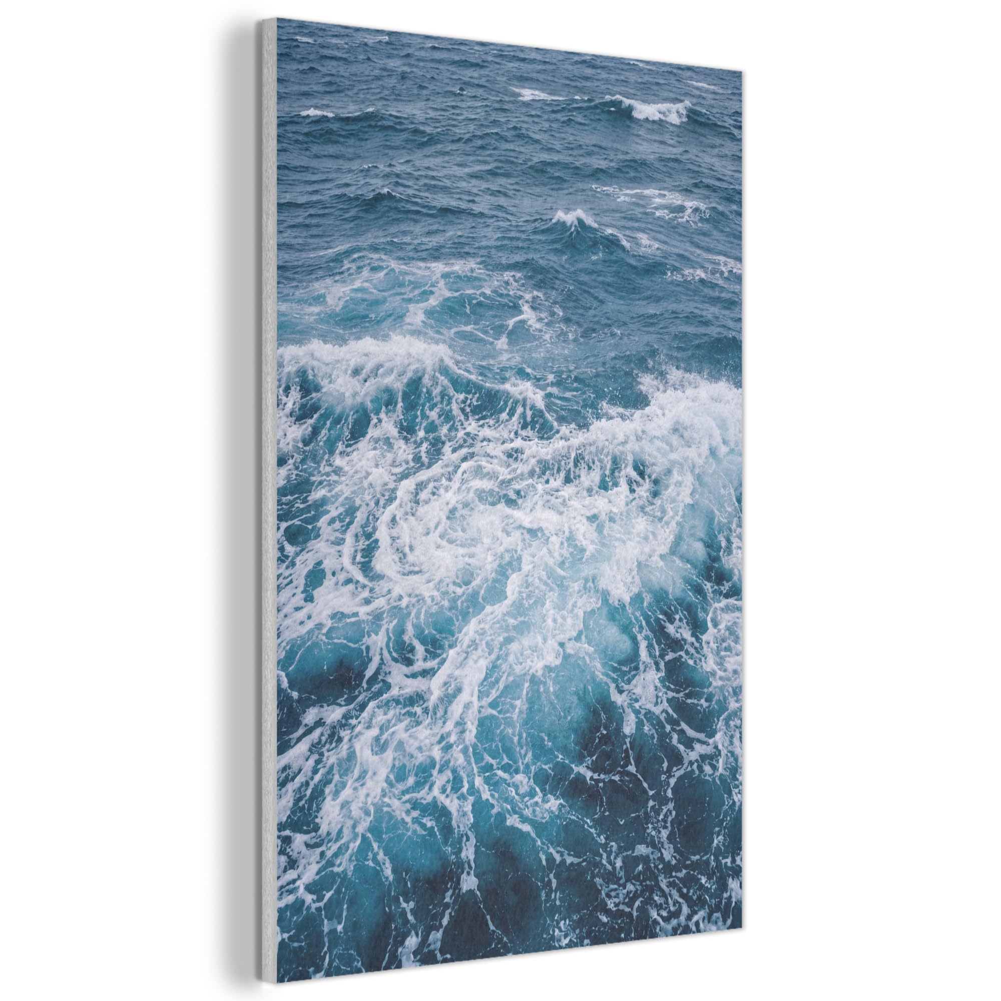 MuchoWow© Felt Panel 60x90 cm Framed Design Print Accent Interior Wallart Decoration Wall Art Waves - Ocean - Blue