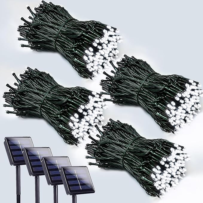 2-Pack 200 LED Solar String Lights for Outside, Solar