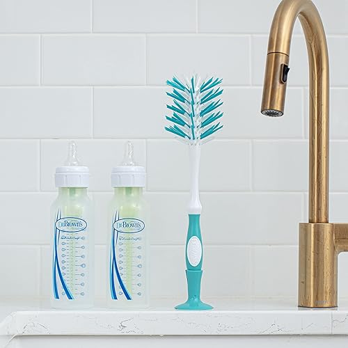 Miniatura 6 de Dr. Brown's Cepillo de limpieza para biberones, pezones y tazas con soporte de ventosa y cepillo adicional, sin BPA (paquete de 12)