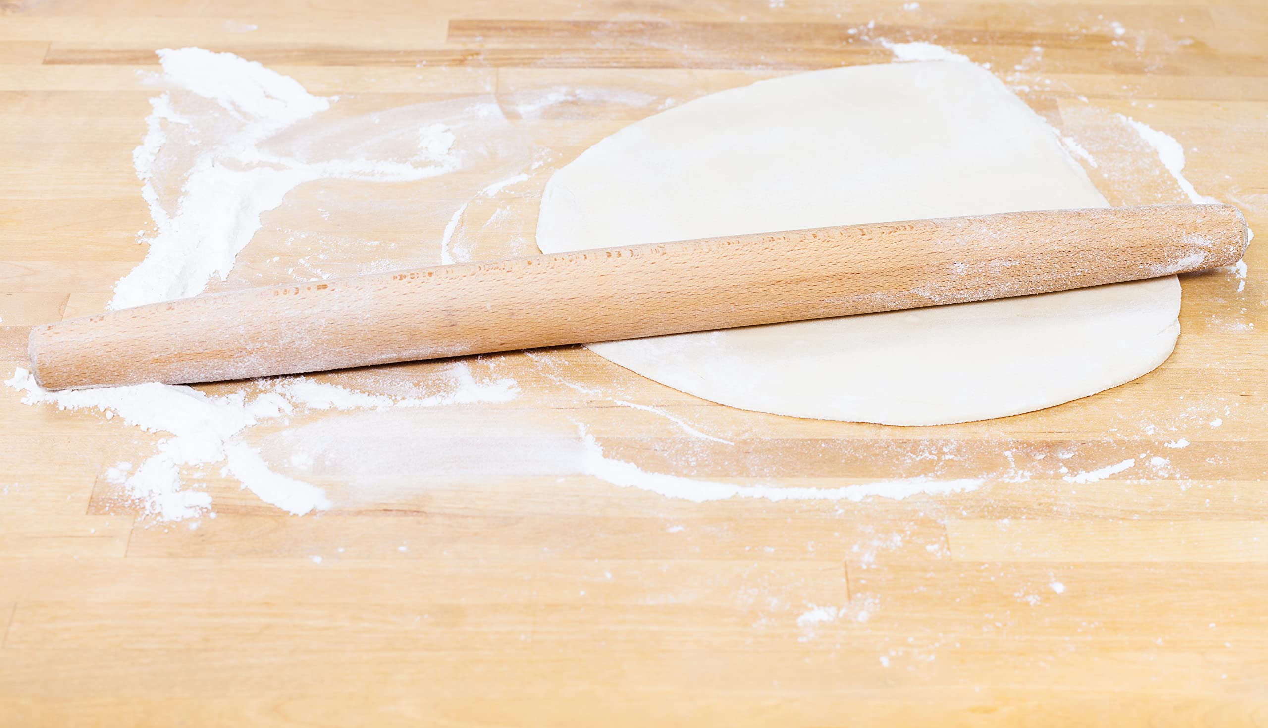 Makerstep Rodillo francés de 17 pulgadas, rollo de madera para hornear masa de pizza, galletas, pastelería, corteza de tarta. Superficie lisa antiadherente - Utensilio esencial de cocina