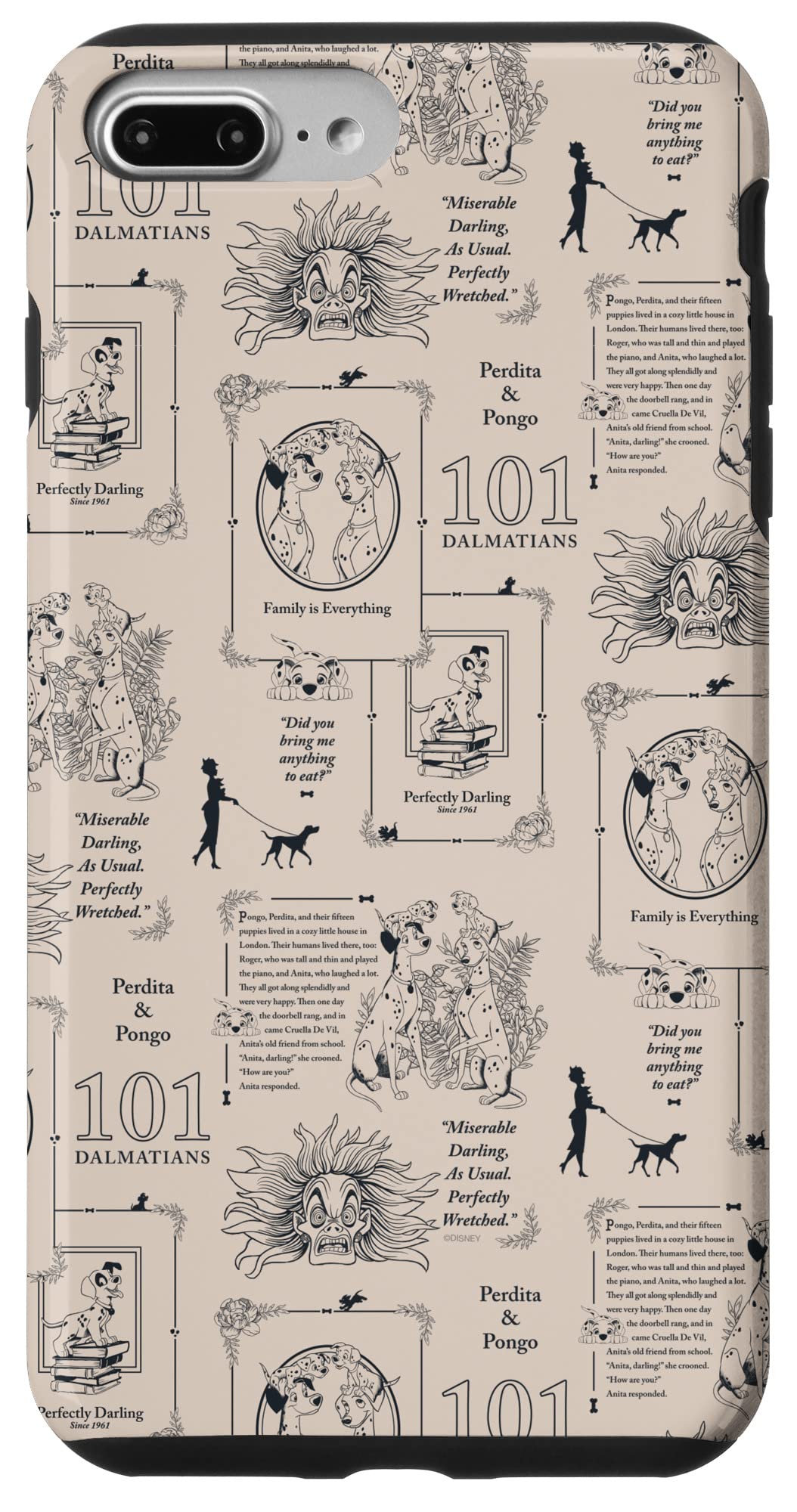 Coque iPhone 8 Plus Disney 101 Dalmatiens cadeau vintage idéal pour Noël