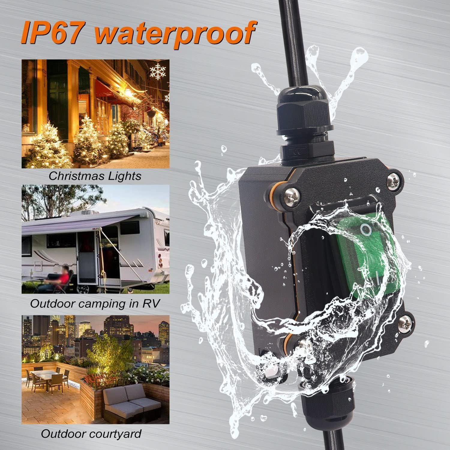 Interruttore In Linea Impermeabile IP67 20A 12V DC DPST A 4 Poli Con Spia Rossa - Per Macchinari, Luci E Imbarcazioni - 3
