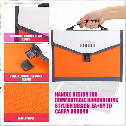 Miniatura 3 de Organizador de archivos de 4 piezas, 13 bolsillos, carpeta de archivos expandible con asa y cierre de hebilla, tamaño carta, organizador de