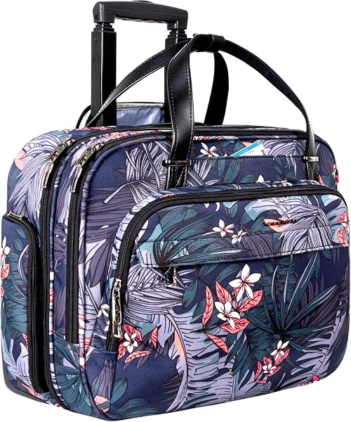 VANKEAN Laptop Bag Women with Wheels, Fits Up to 15.6 Inch Rolling Briefcase Water Repellent Computer Bag