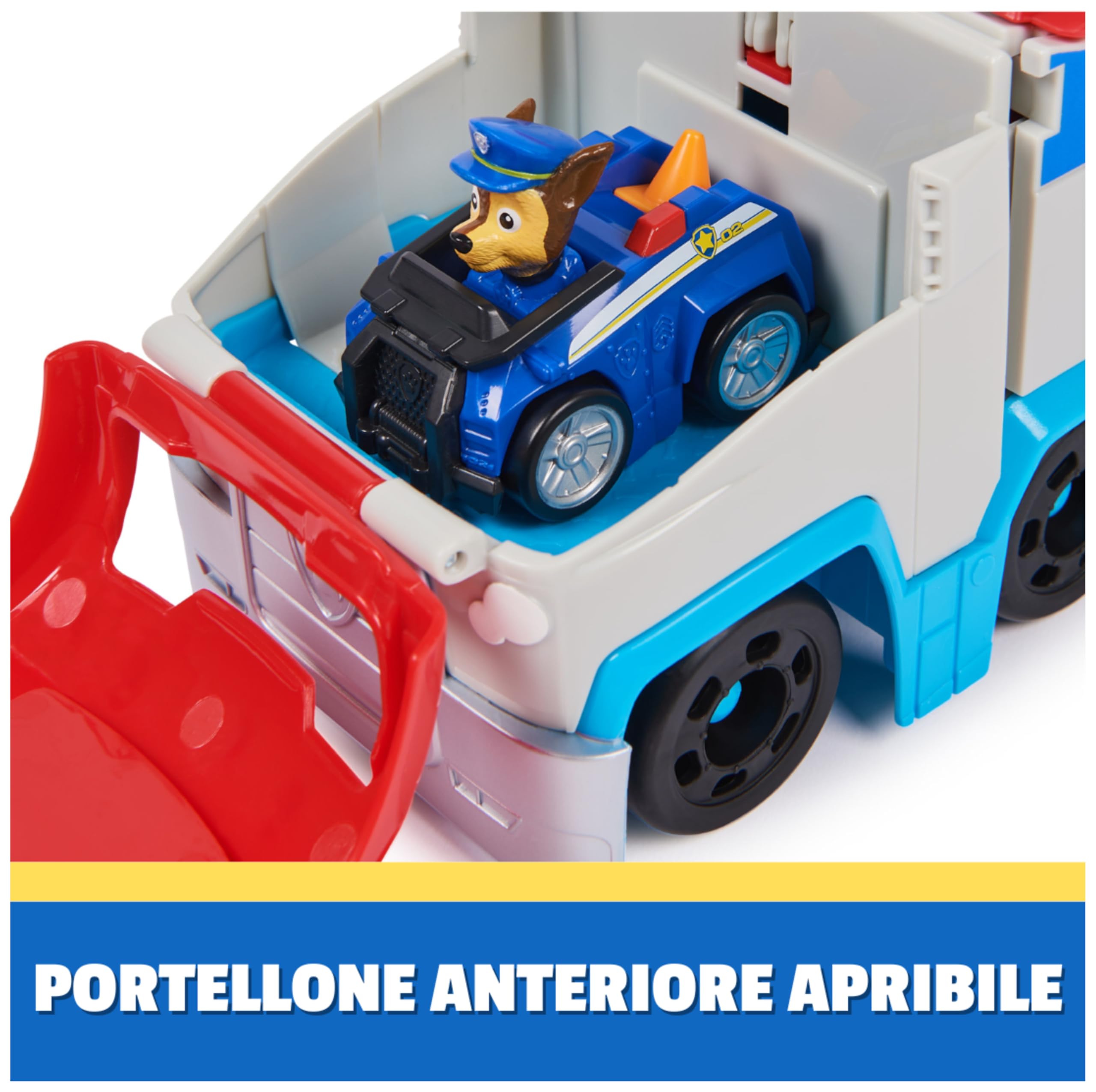 Paw Patrol, Pup Squad Patroller, Veicolo di Squadra, Veicolo Giocattolo con Auto Collezionabile di Chase, Giocattoli per Bambini e Bambine, 3+ Anni