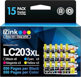 E-Z Ink (TM Compatible Ink Cartridges Replacement for Brother LC203XL LC203 XL LC201 to use with MFC-J880DW MFC-J480DW MFC-J460DW MFC-J4420DW MFC-J485DW MFC-J885DW (Black, Cyan, Magenta, Yellow)