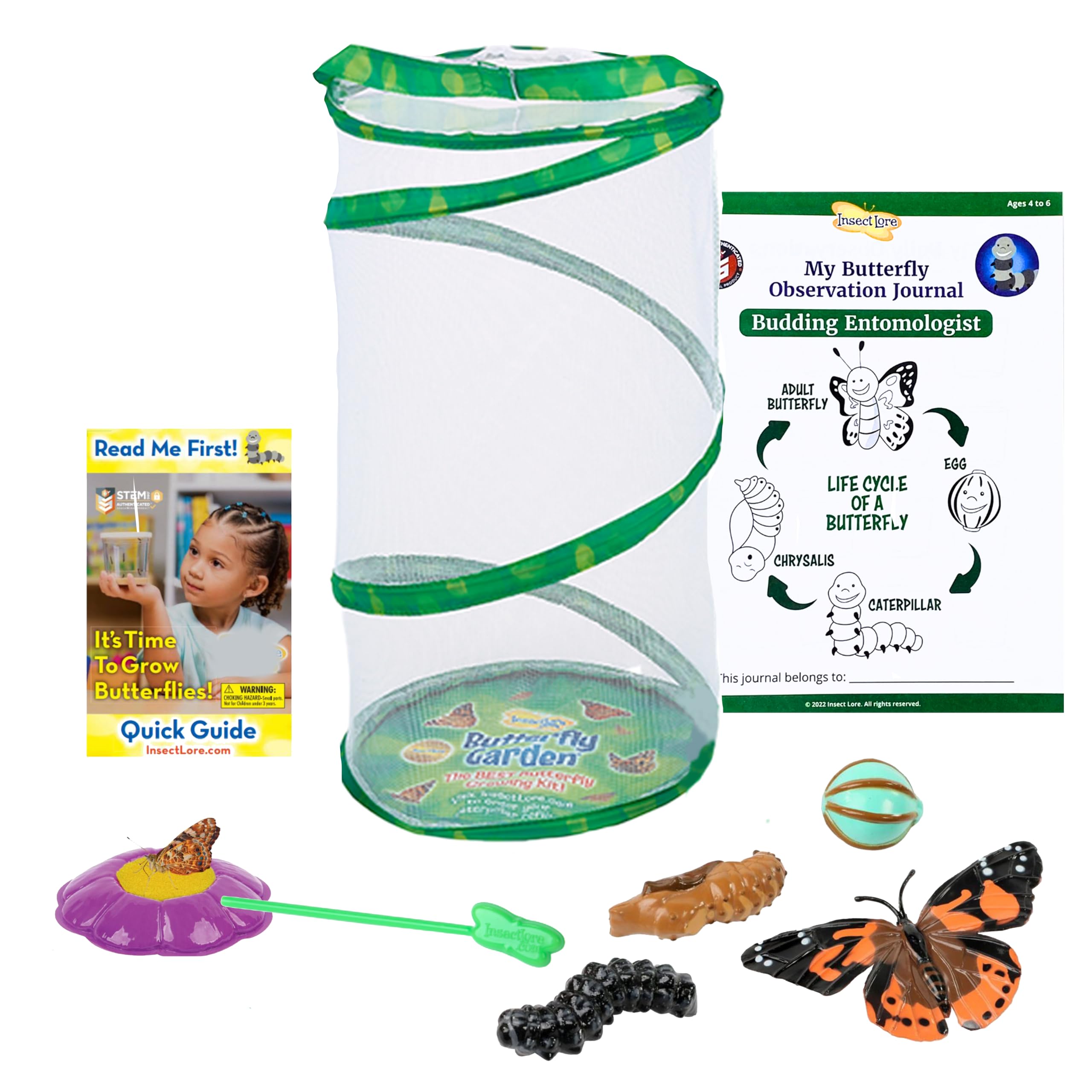 Giant Butterfly Garden with Voucher | 18 Inch Habitat | Life Cycle Figurines Included | Voucher to Redeem 5 Baby Caterpillars Later | Raise Painted Lady Butterflies