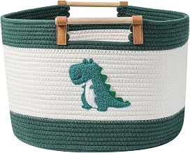 Large Blanket Basket 35L Cotton Rope Basket with Wooden Handles Woven Baskets for Kids Plush Toys Baby Room Storage Baby Clothes Basket