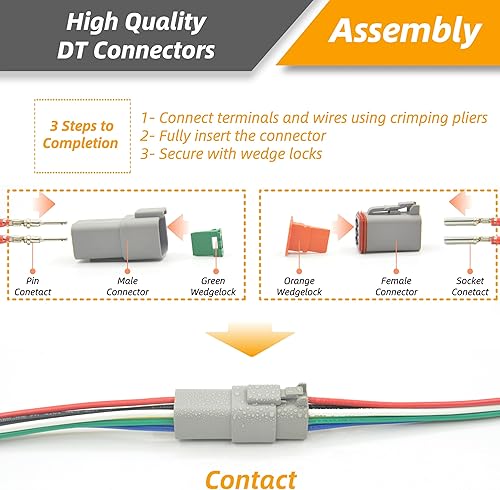 Miniatura 5 de Kit de conectores Deutsch de 215 piezas, DT 2 3 4 6 8 12 pines, conectores eléctricos impermeables IP67 con 75 pares de tamaño 16 contactos