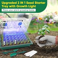 Set 3 tăvi pentru răsaduri BlumWay, cu lampă de creștere LED, 120 de celule, mini seră cu control al umidității pentru însămânțare, set pentru răsaduri 3