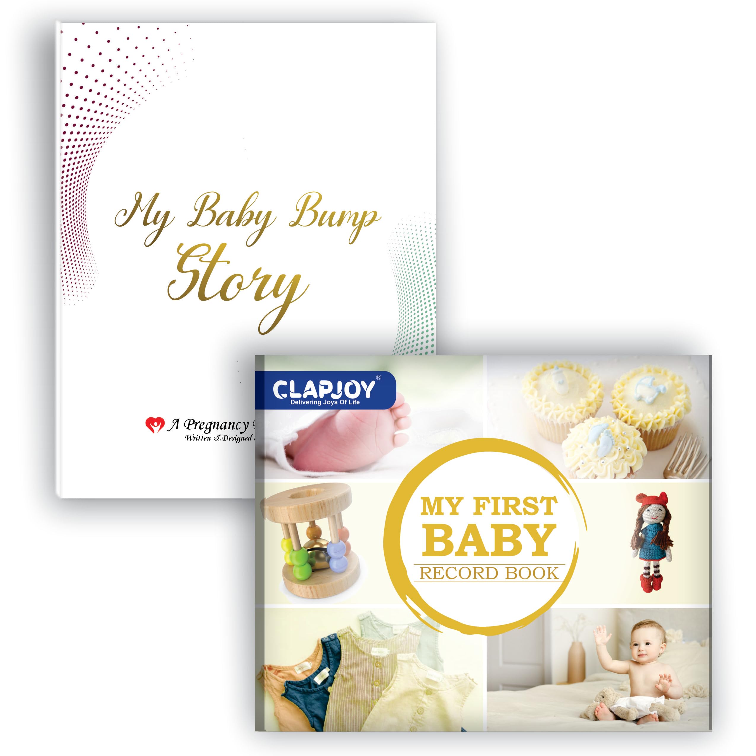 Clapjoy My Baby Bump Story Pregnancy Journal and Baby Record Book Combo | Lovely Gift for First Time Moms | Ideal Gift For Expecting Parents and Baby Shower
