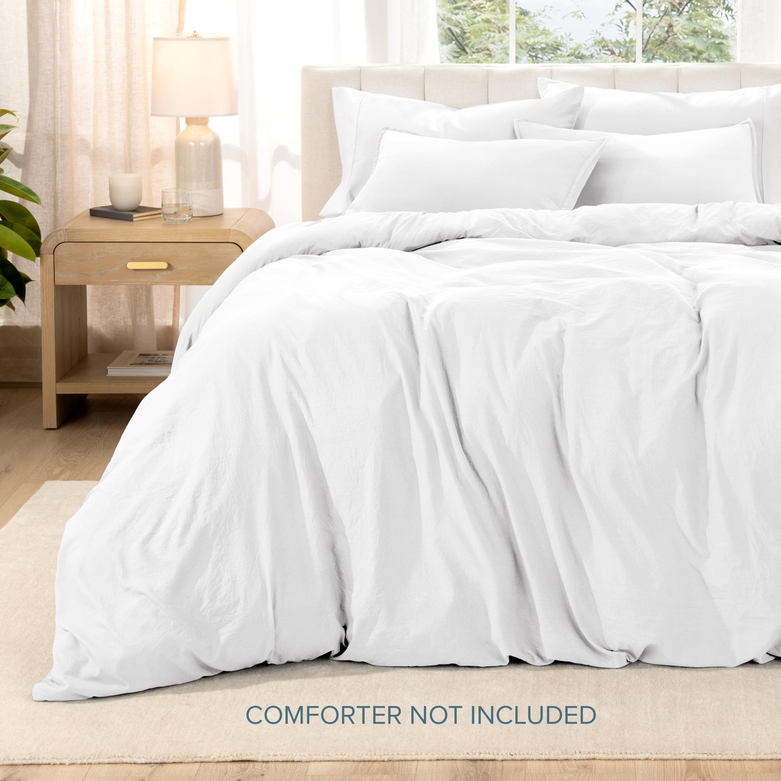 Bare Home Sand Washed Duvet Cover and Pillowcase Set Double Size Premium 1800 Ultra Soft Lightweight Cooling Duvet Cover Duvet Cover with 2 Pillowcases (Double,Sand Washed White) - Image 3
