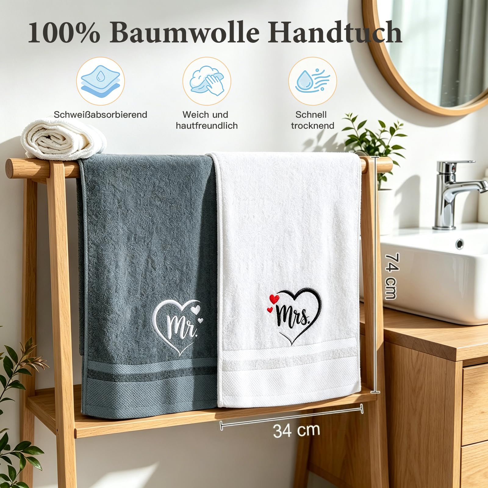 MOTONG Hochzeitsgeschenke für Brautpaar, 7 in 1 Geschenk Hochzeit Mr Mrs Personalisierte Gläser Schürze Handtuch und Karte, Hochzeitstag Verlobungsgeschenk Paar Geschenke Pärchen Jahrestag Geschenk