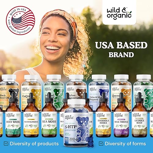 Miniatura 8 de Wild  Organic Gomitas 5-HTP - Fórmula de suplemento 5-HTP para alivio del estrés suplemento de apoyo del sueño y el estado de ánimo melatonina
