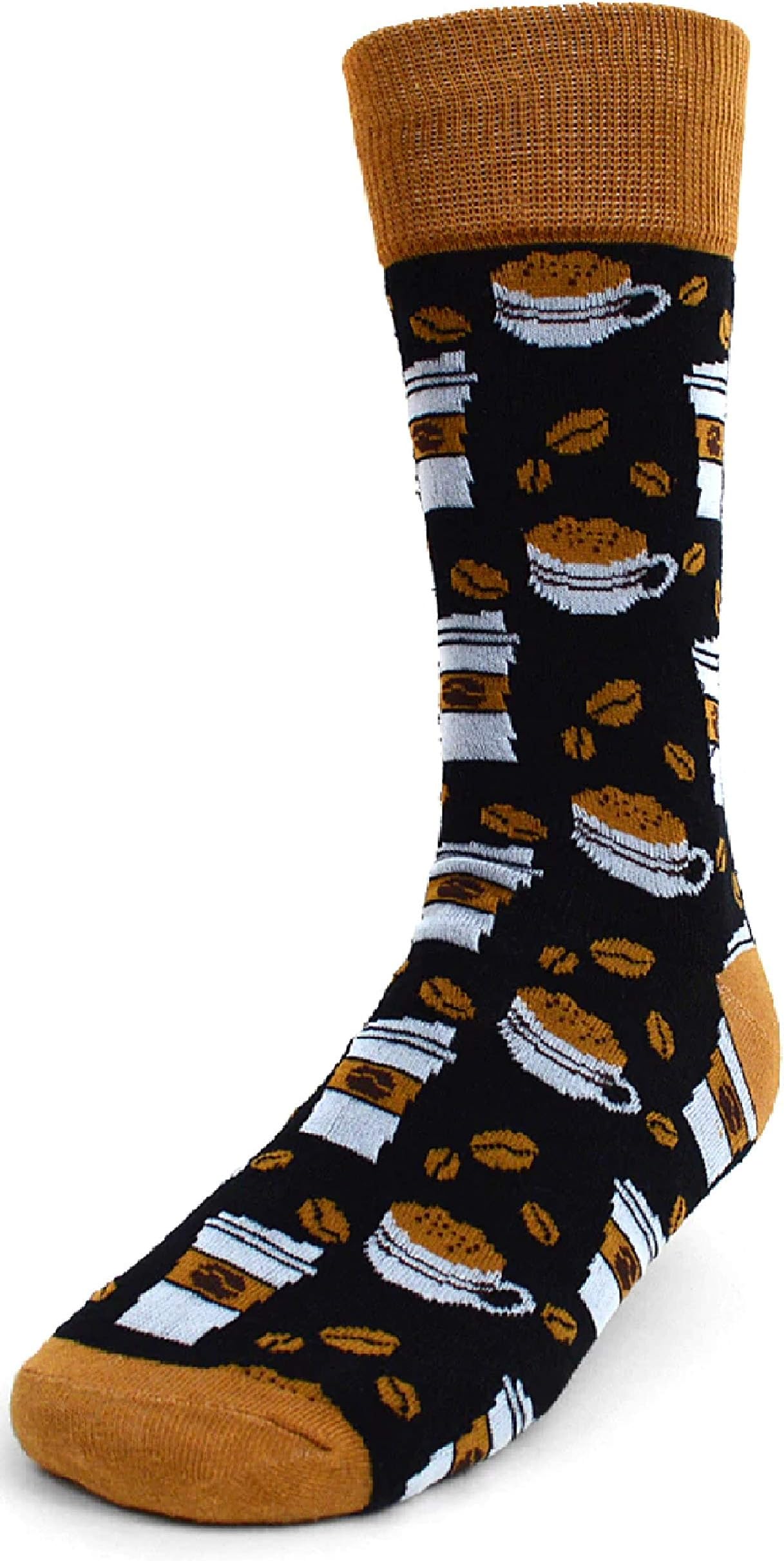 Men's Fun Crew Socks, Sock Size 10-13/Shoe Size 6-12.5, Awesome NEW Styles, Great Holiday/Birthday Gift (Coffee Brown)