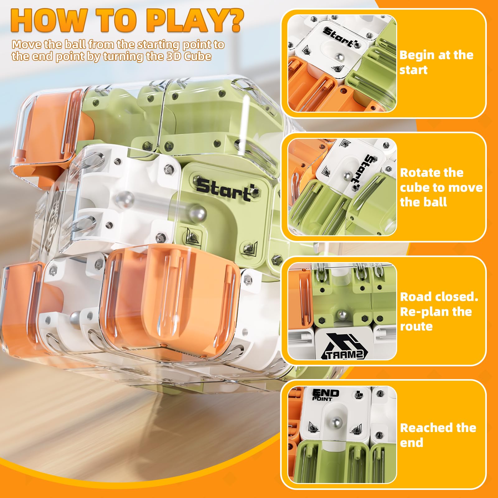 Ball Maze Puzzle Cube, Challenge 3x3 Maze Puzzle, Education Sensory Toys Adult Anti-Stress Toy High - Difficulty Brain Game - Image 4