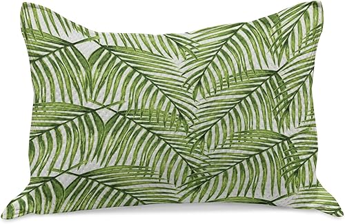 Ambesonne Juego de 2 fundas de almohada acolchadas con diseño de plantas, hojas fascinantes en ramas, arreglo floral exótico, diseño verde selva,