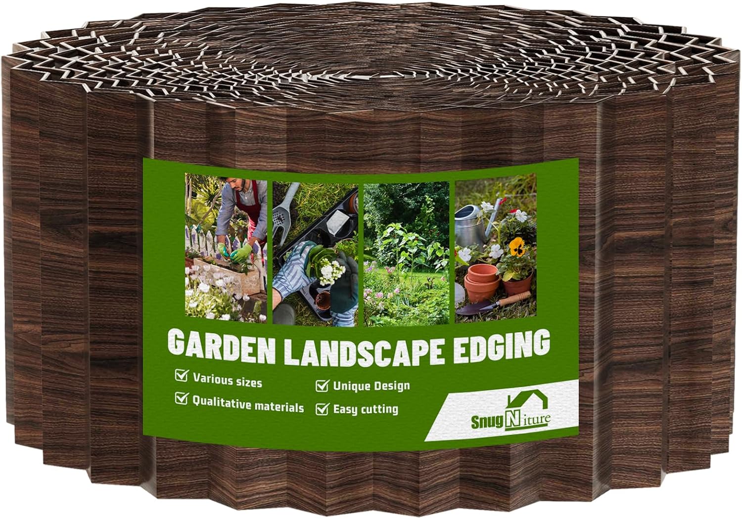 SnugNiture Corrugated Metal Garden Edging 4" x 100', Sturdy Lawn Landscape Edging Border, Fence for Garden, Flower Bed and Yard (Brown) 4IN X 100FT