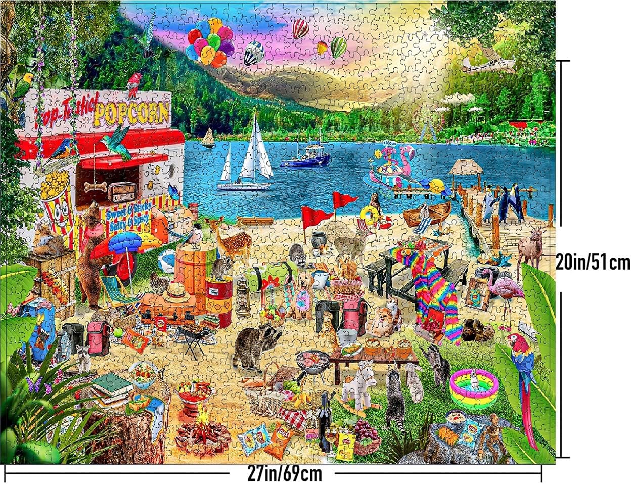Jigsaw Puzzle 1000 Piece for Adult & Kid - Educational Toy Game Gift Artwork - Animal Wildlife Retreat Beach Party : Toys & Games