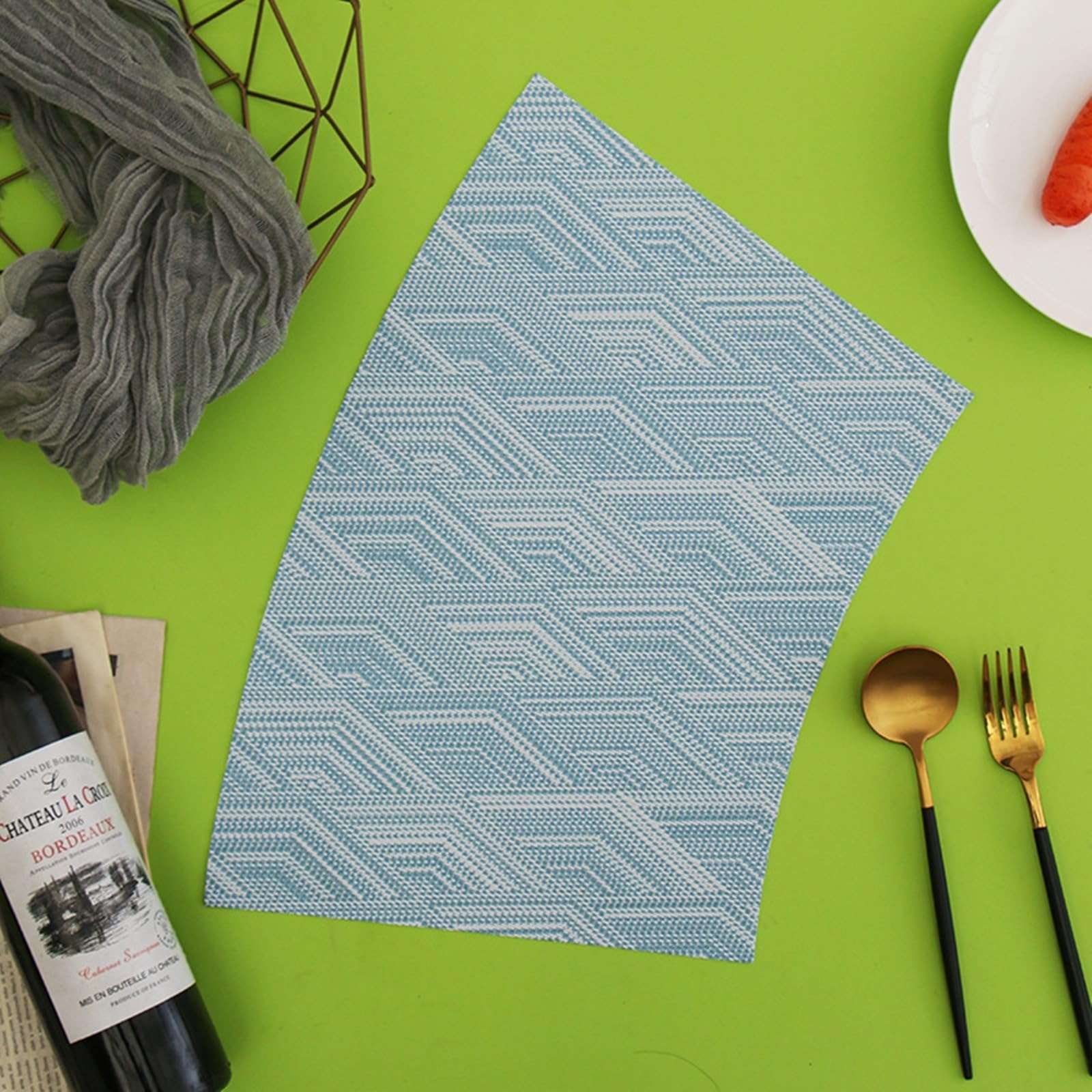 Sets de table lavables et antidérapants - PVC tissé bleu vert imperméable