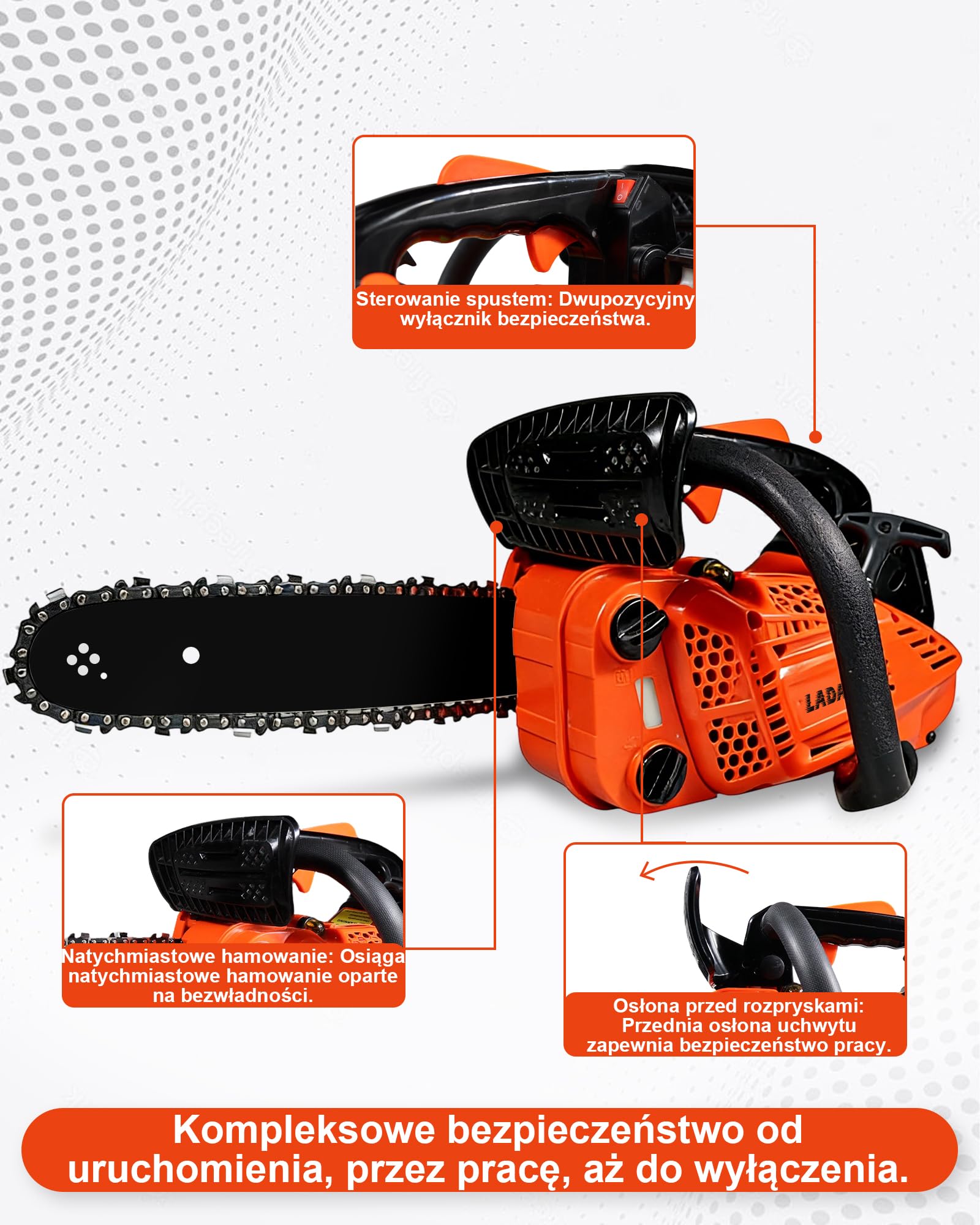 Benzynowa piła łańcuchowa 25CC, 2-suwowa piła łańcuchowa, 12" i 14", 2 łańcuchy, przenośna piła łańcuchowa, wyłącznik bezpieczeństwa. Piła spalinowa do pielęgnacji drzew do sekatorów, cięcia
