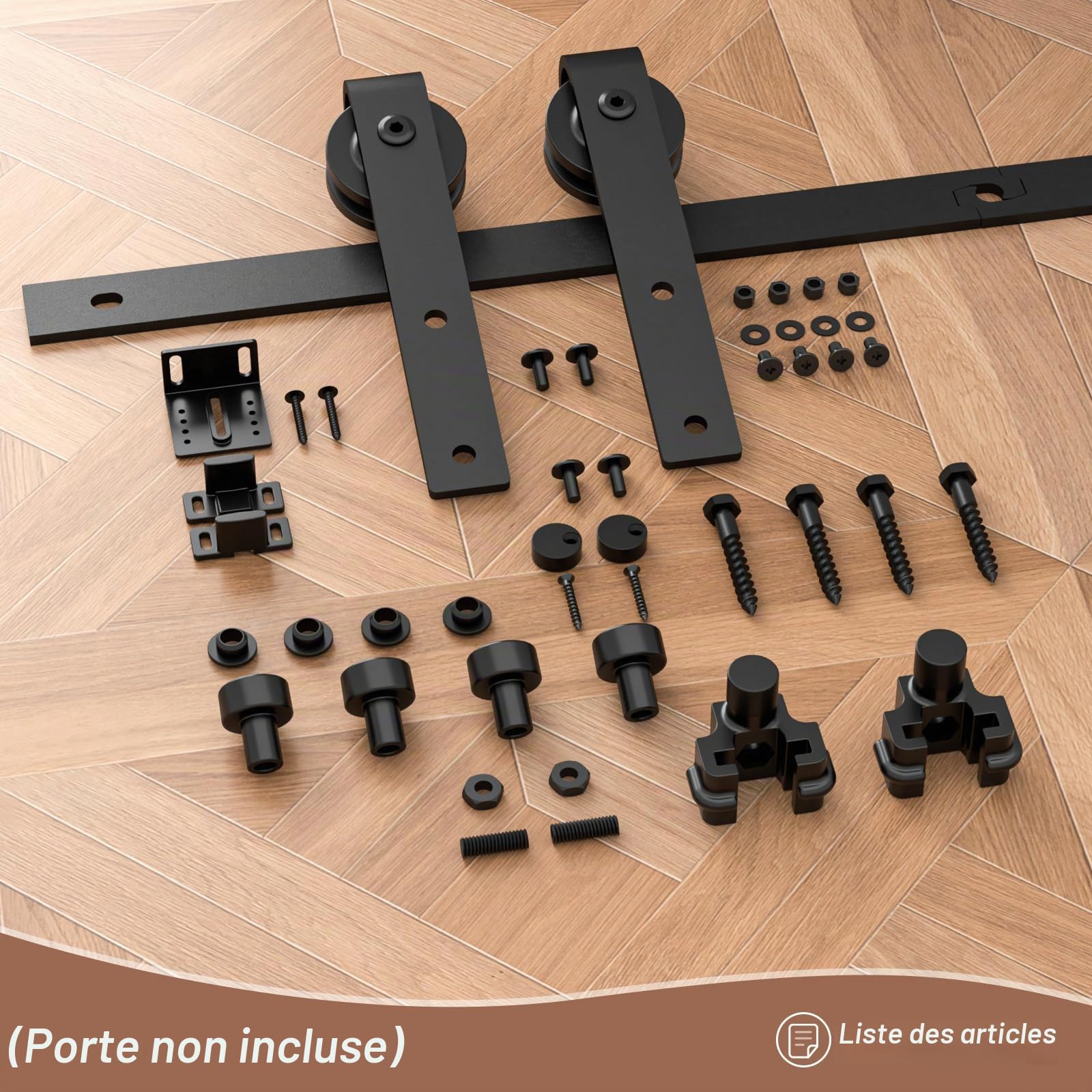 3FT/91.5cm Mini Rail Porte Coulissante kit de Quincaillerie Suspendue Interieur pour Meuble TV à Porte Simple Petite Armoire (Pas de Porte D'armoire)