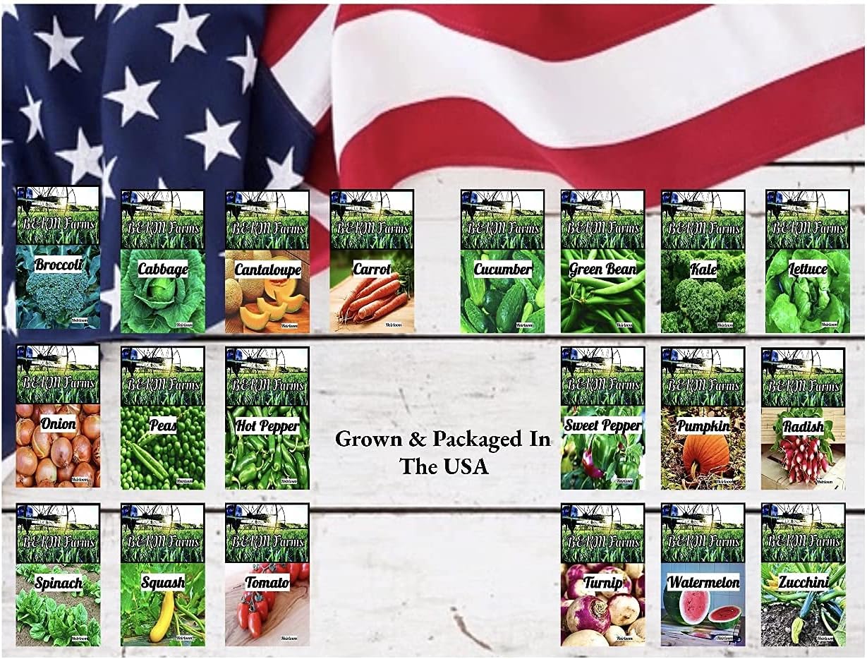 Set of 20 Vegetable & Melon Seeds Perfect for Your Home Garden 20 Varieties-All Seeds are Heirloom, 100% Non-GMO, Non-Hybrid! USA Grown. by B&KM Farms. 20 Different Varieties. : Patio, Lawn & Garden