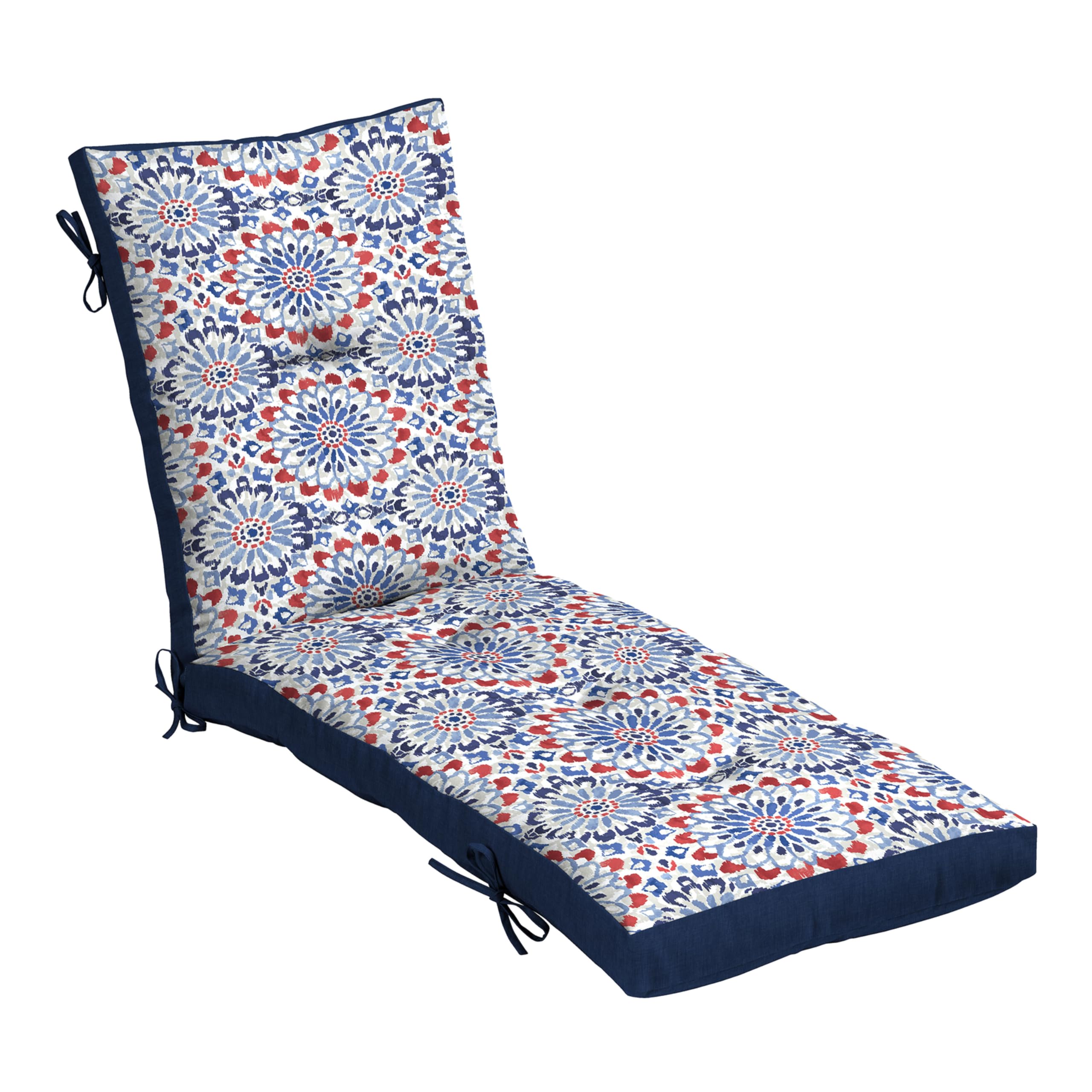 Arden Selections Outdoor Plush Modern Tufted Chaise Cushion, 76 x 22, Water Repellent, Fade Resistant, Tufted Cushion for Chaise Lounger 76 x 22, Clark Blue