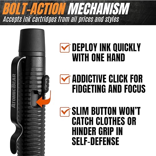 Miniatura 8 de The Atomic Bear Stealth Pen Pro - Bolígrafo táctico para defensa personal, bolígrafo de supervivencia de escritura mejorada con rompecristales para