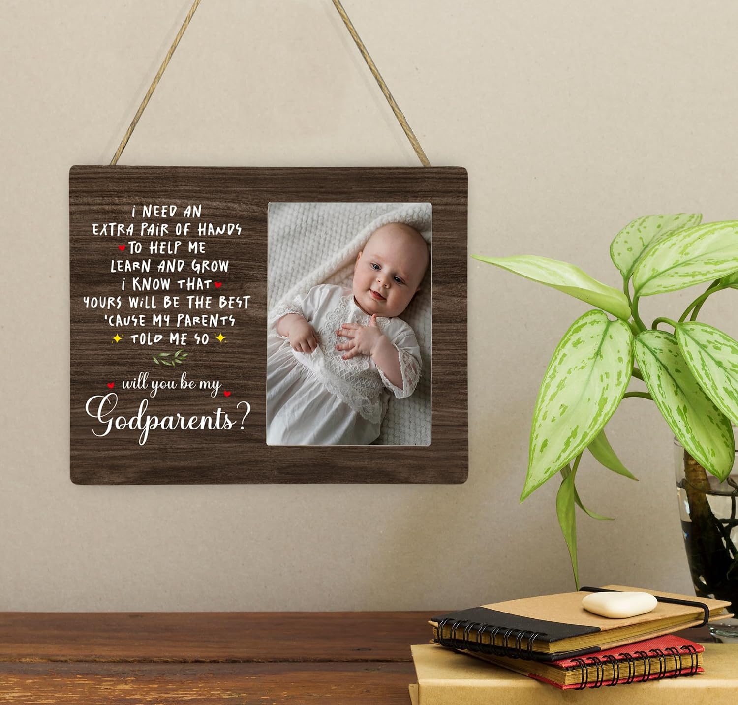 Will You Be My Godparents Picture Frame, Godparents Appreciation Photo Frame Gifts, Godparents Proposal Wooden Frame, 4x6 inch Photo image 4