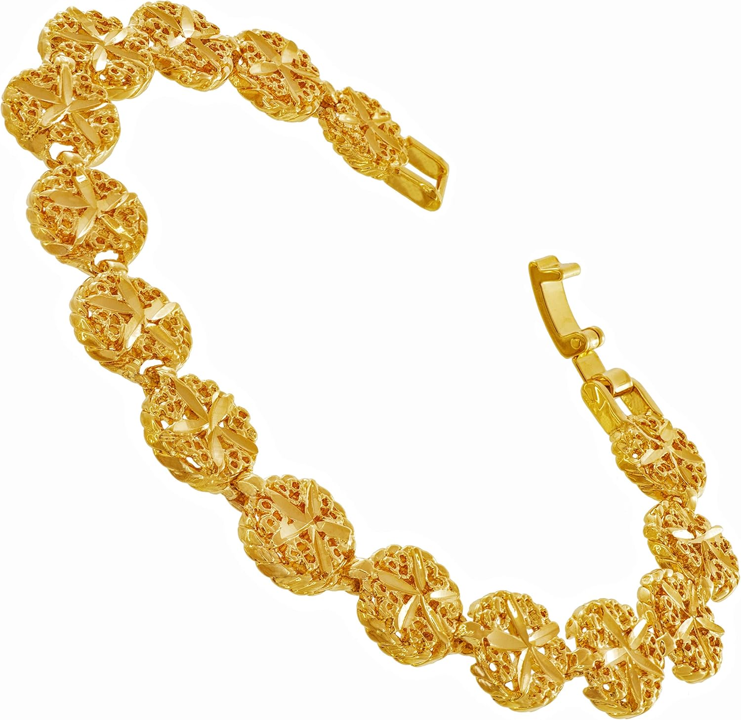 LIFETIME JEWELRY Womens Gold Bracelet 24k Real Gold Plated Diamond Cut Beach Charm Bracelets