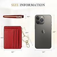 Vista 52 de Sodsay Estuche para tarjetas, cartera delgada con bolsillo frontal, para mujer, sujetatarjetas con llavero negro